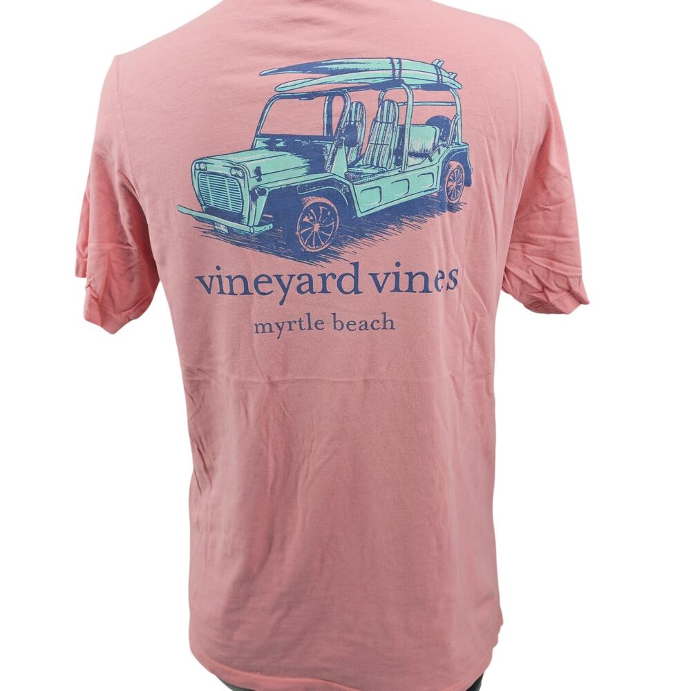 Vineyard Vines Coral Pink Beach Buggy Jeep Myrtle Beach Youth T-Shirt XL 4193